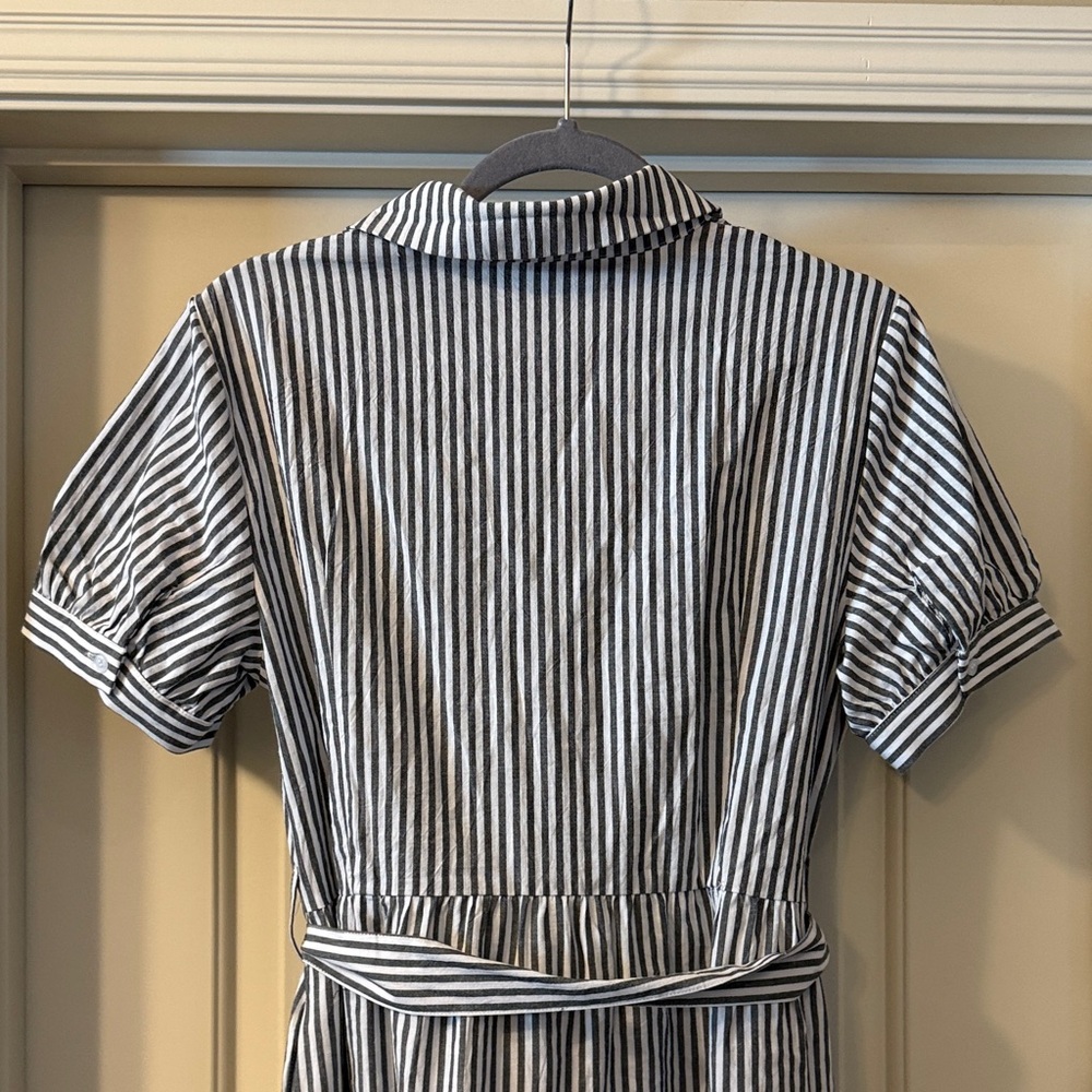 Classic Dark Grey and White Striped Maxi Dress - Picture 4 of 4